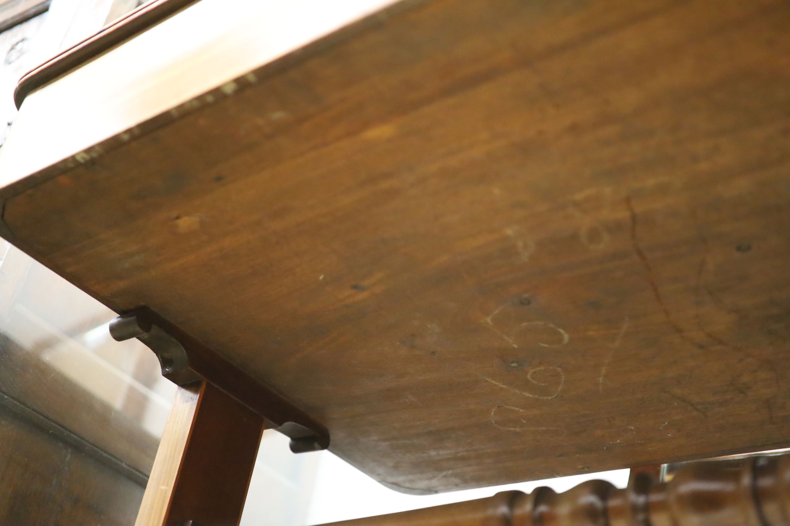 A Regency satin banded inlaid mahogany hinged top writing table, width 93cm depth 61cm height 75cm